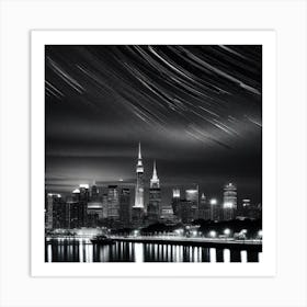 Star Trails Over New York City Art Print