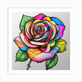 Rainbow Rose Art Print