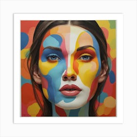 Colorful Gouache Inspired Face 1 Art Print 1 Art Print