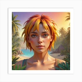 Girl With Orange Hair Art Print