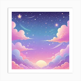 Sky With Twinkling Stars In Pastel Colors Square Composition 123 Art Print