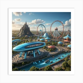 Futuristic Amusement Park Art Print