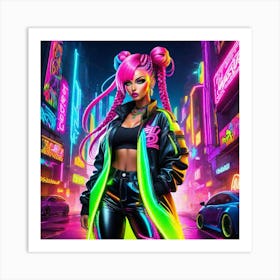 Neon Girl 5 Art Print