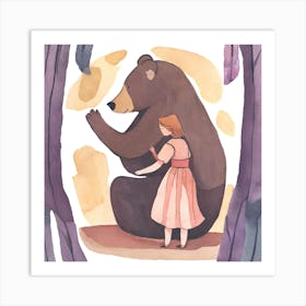 A Bear and a Sad Girl Art Print