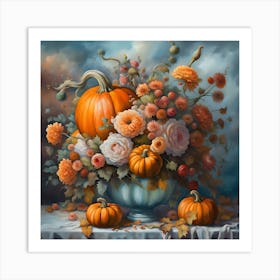 Pumpkins In A Vase Art Print