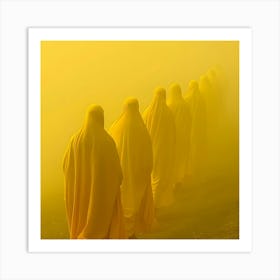 Line Of Yellow Robes Art Print