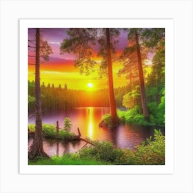 Sunset In The Forest 7 Art Print