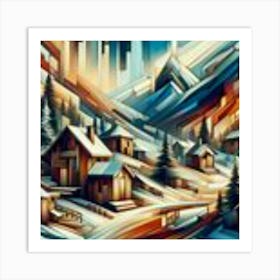 A mixture of modern abstract art, plastic art, surreal art, oil painting abstract painting art e
wooden huts mountain montain village 9 Art Print