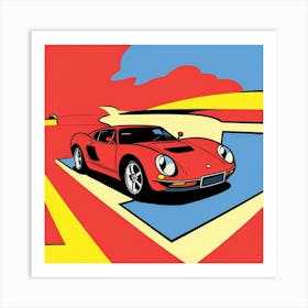 Neon Colors and Speed Lines Automotive Art Art Print