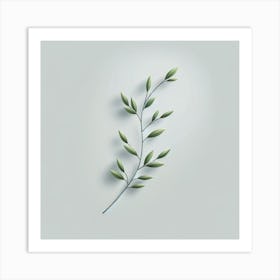 "Whispers of Growth"  A single olive branch, symbolizing peace and victory, casts a gentle shadow on a soft grey backdrop, its leaves a gradient of life's green hues.  This piece, 'Whispers of Growth', captures the essence of new beginnings and the peaceful journey of growth. It's an ideal centerpiece that brings a breath of fresh air and tranquility to your living space, embodying the spirit of hope and renewal. Art Print