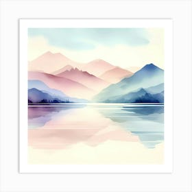 Watercolor Mountain Landscape Art Print