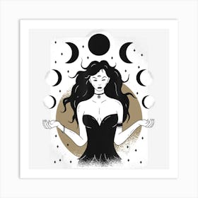 Lunar Goddess Costume Wiccan Wicca Pagan Magick Moon Symbols Art Print