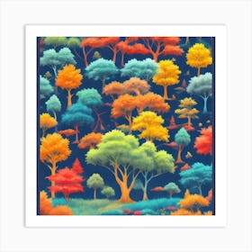 Colorful Trees Art Print