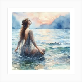 Mermaid In The Sea Art Print