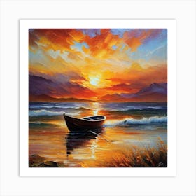 Sunset Boat Art Print