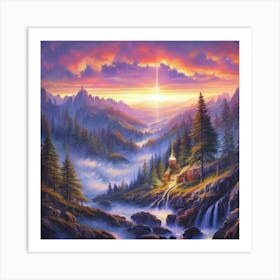 Sunrise In The Mountains Art Print