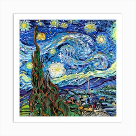 Imbed The Mona Lisa Painting With Stary Nigh Art Print