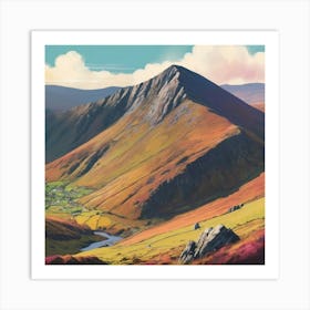 Cadair Idris Wales Colourful Mountain Illustration Art Print 1 Art Print