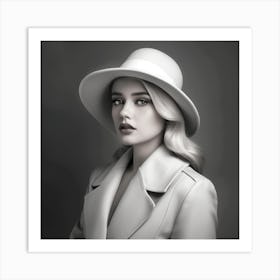 Portrait Of A Woman In A Hat 3 Art Print