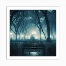 Dark Park At Night Art Print