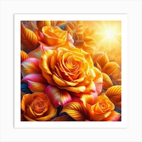 Orange Roses 1 Art Print