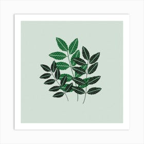 Leaves Branche Plant Botanical Boho Bohemian Style Retro Vintage Art Print