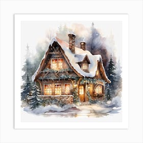 House In The Snow Art Print