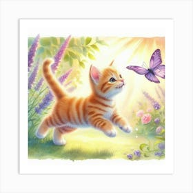 Cute, Let´S Play, watercolour Art Print