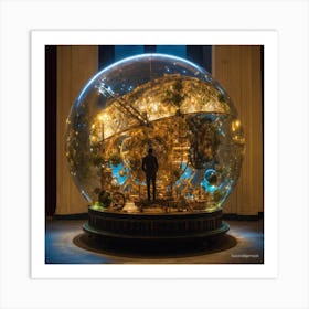 A Automatons Inside The Huge Magic Glass Ball Art Print