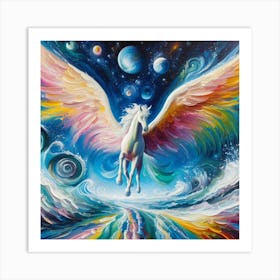 Rainbow Unicorn, Pegasus Art Print