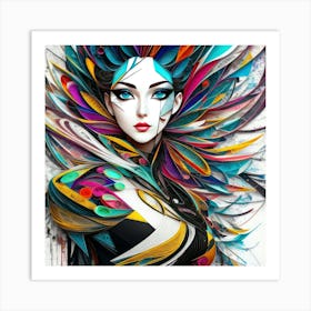 Aquarela Oil Paint Girl (90) Art Print