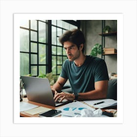 Man Working On Laptop 5 Art Print