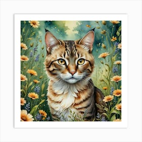 Cat In The Meadow 1 Art Print