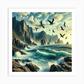 Seagulls In The Sky Art Print