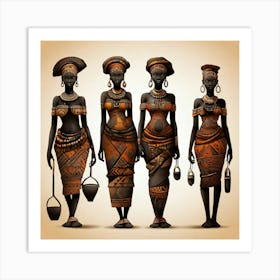 Tribal African Art Women silhouettes 4 Art Print