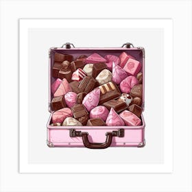 Pink Suitcase Full Of Sweets Art Print