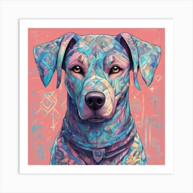 Cinematic Highly Detailed Head And Shoulders Portrait Of A Beautiful Emo Rivethead Goth Dog With Emo Art Print