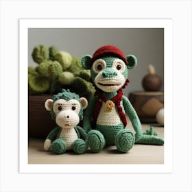 Amigurumi, crocodile and monkey 5 Art Print