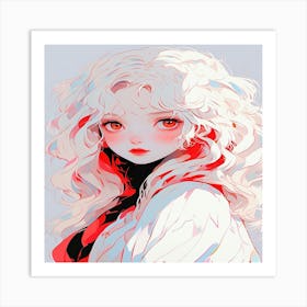 Default Girl White Hair Pale Skin And Red Eyes 2 Art Print