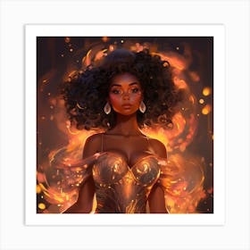 Melanin Queen: Vibrant Black Woman With Fire In Her Soul, Black Girl Magic Art Print