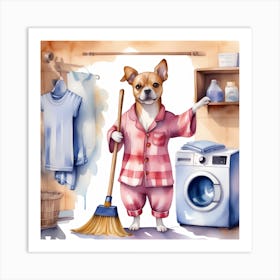 Chihuahua Busy with Laundry Art Print