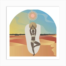 Meditation In The Sahara/Yoga with The Sahara Visual - Earth Tone Art Print