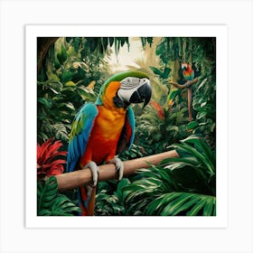 Parrots In The Jungle Art Print