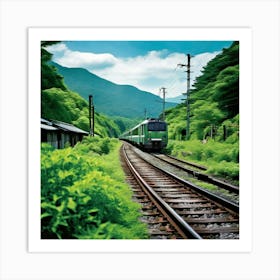 Rail Nature Train Transportation Japan Mountain Way Garden Summer Background Tour Tourism (2) Art Print