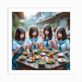 Asian Girls Eating Art Print