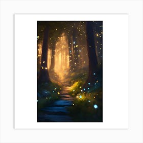 Fireflies In The Forest 1 Art Print