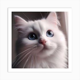 White Cat With Blue Eyes Art Print