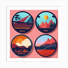 4 Badges Lo Fi Music With Minimalist Design Art Print