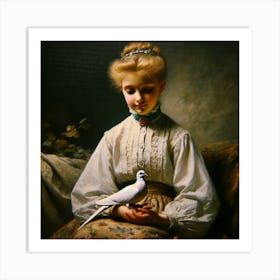 Girl With A Dove Art Print Art Print