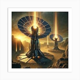 A Dramatic Scene Of The Solar Defense Towers Art Print